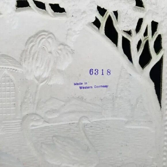 Swan Pond Vintage Wall Art Western Germany Die Cut 1950s Gift Calendar Topper - Picture 7 of 9